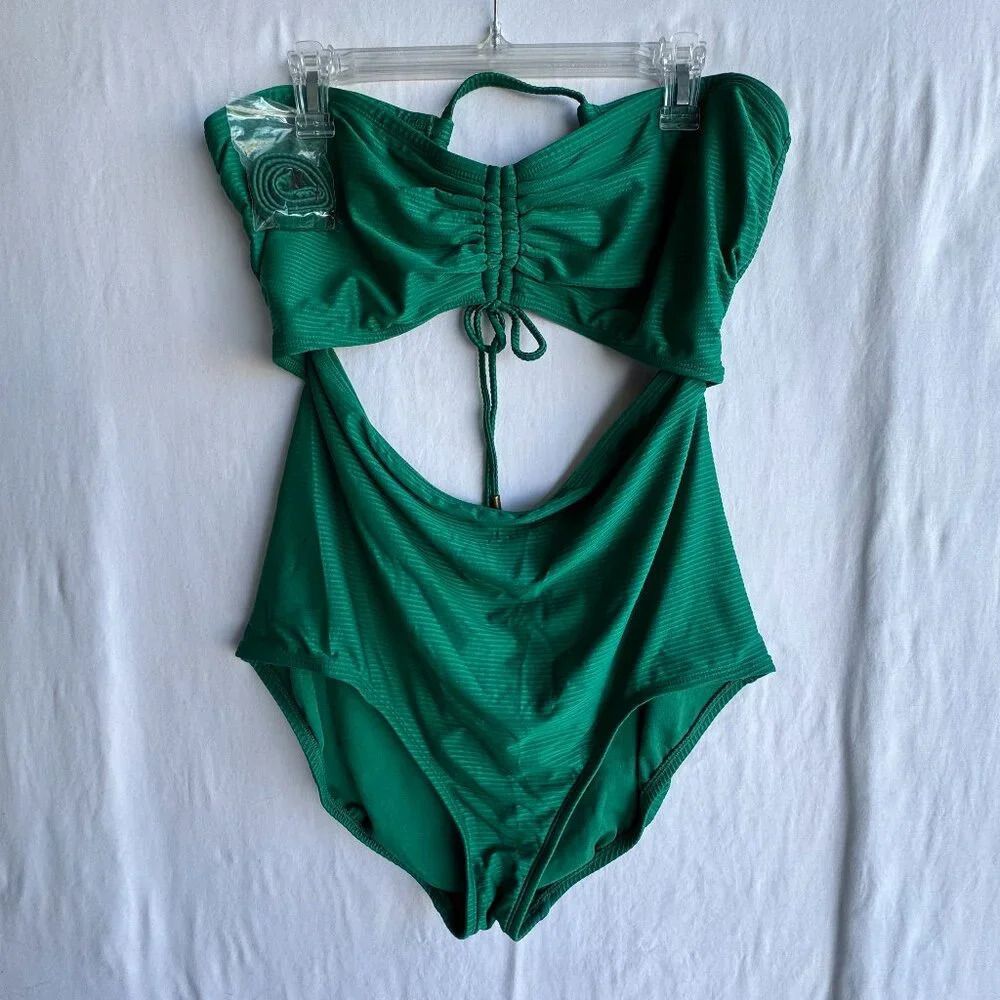 Emerald Green Cutout Time and Tru One-Piece Swimsuit - Size 2X (20W-22W)